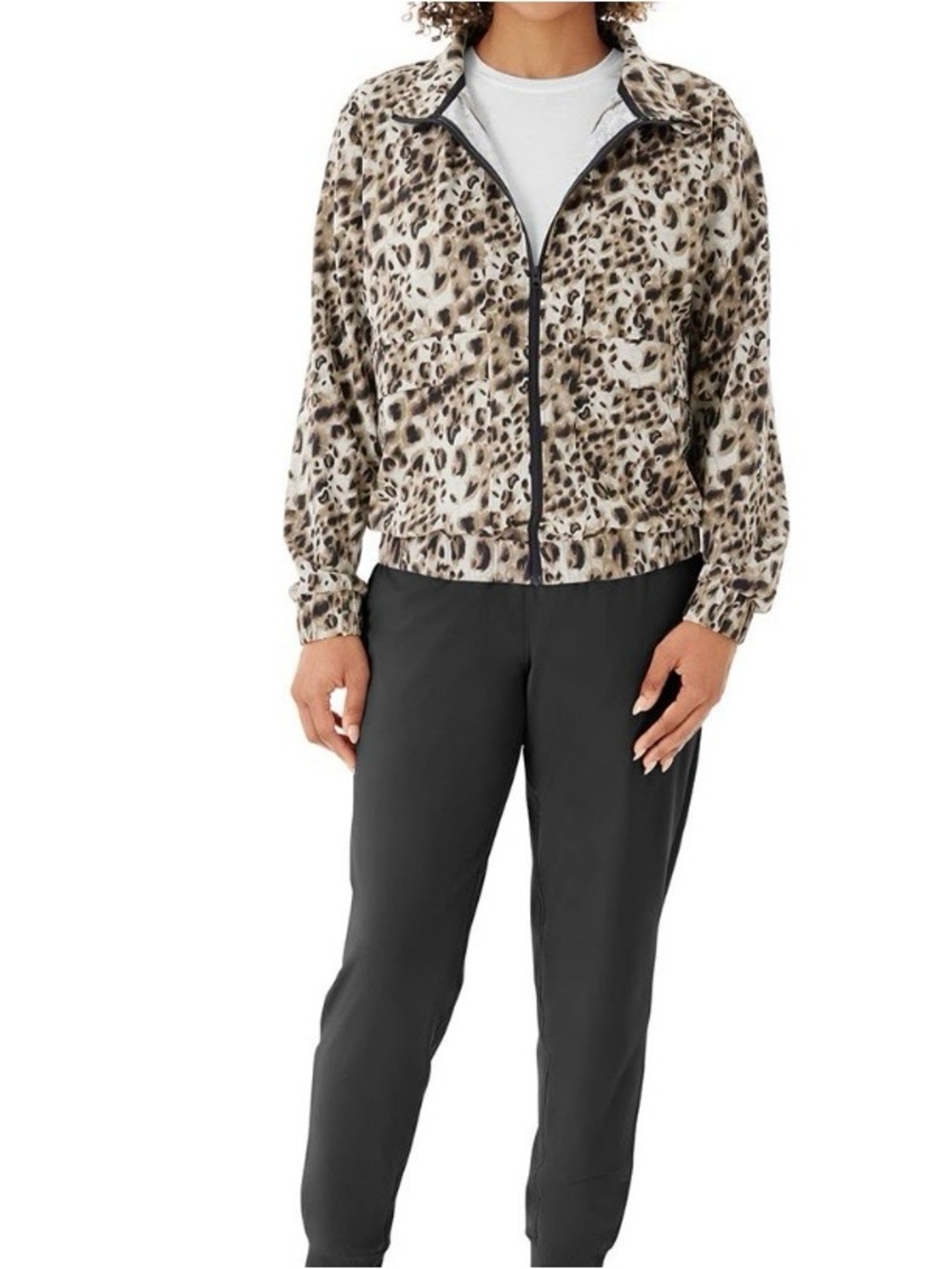 Women’s Leopard Print Jacket - Brown/Cream